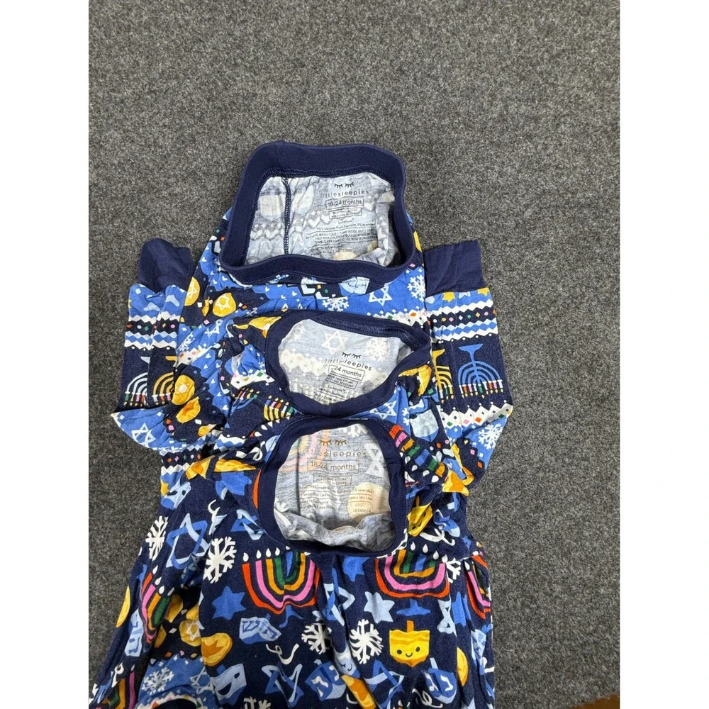 Little Sleepies Pajamas Kids 18-24 Months Blue Hanukkah Lunaluxe Bamboo 3pc Set